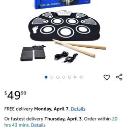 Rock And Roll It – Drum. Roll Up Portable Drum Set for Kids & Adults. 