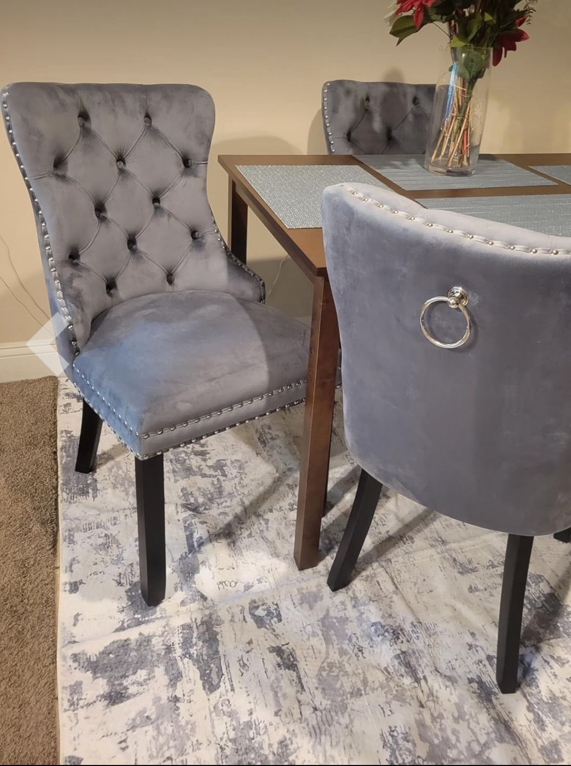Grey Velvet Dining Chairs