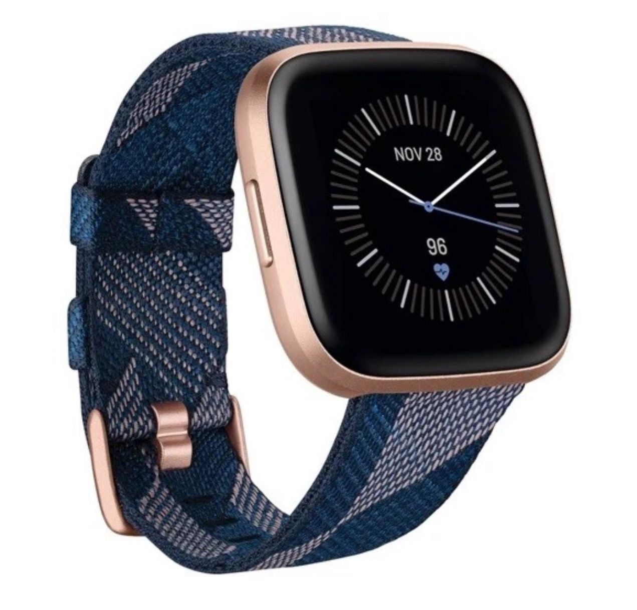 Fitbit Versa 2 Special Edition Navy/Pink Fitness Tracking Smartwatch Woven band