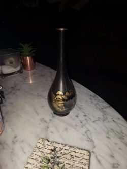 Japanese Bronze Ovoid Tulip Neck Vase, Ca 1900

