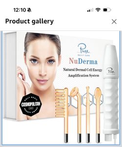 Pure Daily Care NuDerma Handheld Skin Therapy Wand Machine w/Neon – Anti-Aging - Skin Tightening - Wrinkle Reducing - Dark Circles – Clarifying - Hair