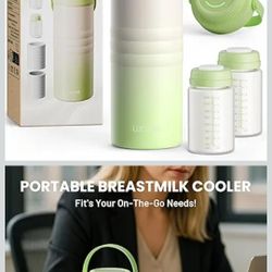 Portable Breastmilk Cooler - 16oz Breast Milk Cooler Bottle with LCD Temp Display Cooling up to 24 Hours, Breastmilk Chiller with 2pcs Milk Storage Bo