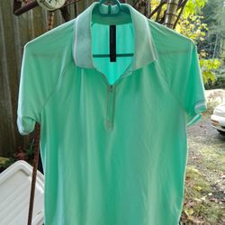 Mint Green Mesh Yoga Polo Shirt NEW