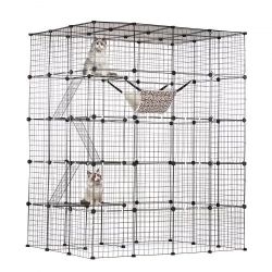 VEVOR Large 4-tier Cat Cage, 54 x 41 x 69", Detachable Metal Wire Cat Enclosure, with 5 Front Doors Hammock Ramp ladders, Indoor & Outdoor Crate Exerc