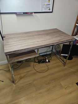 Modern Wood Laminate Chrome Desk