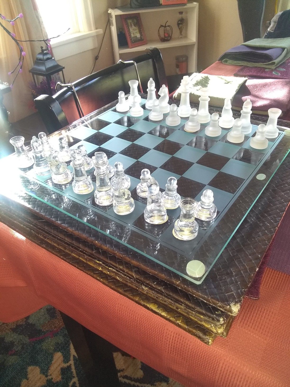 Multiplayer game glass etched game board
