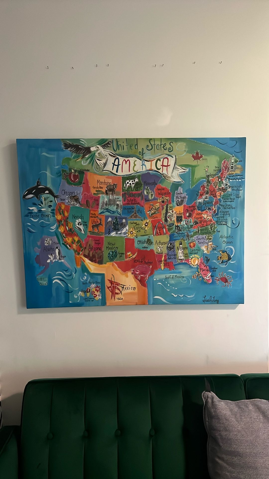 Beautiful Canvas Map Of America