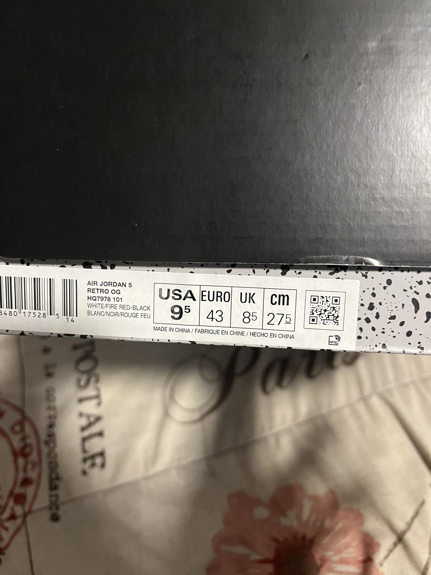 Jordan 5s Fire Red 9 1/2