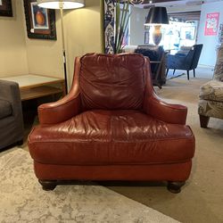 Italian Red Leather Lounge Chair