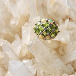 Peridot And Ethiopian Opal  Sterling Silver Ring Size 8.5 