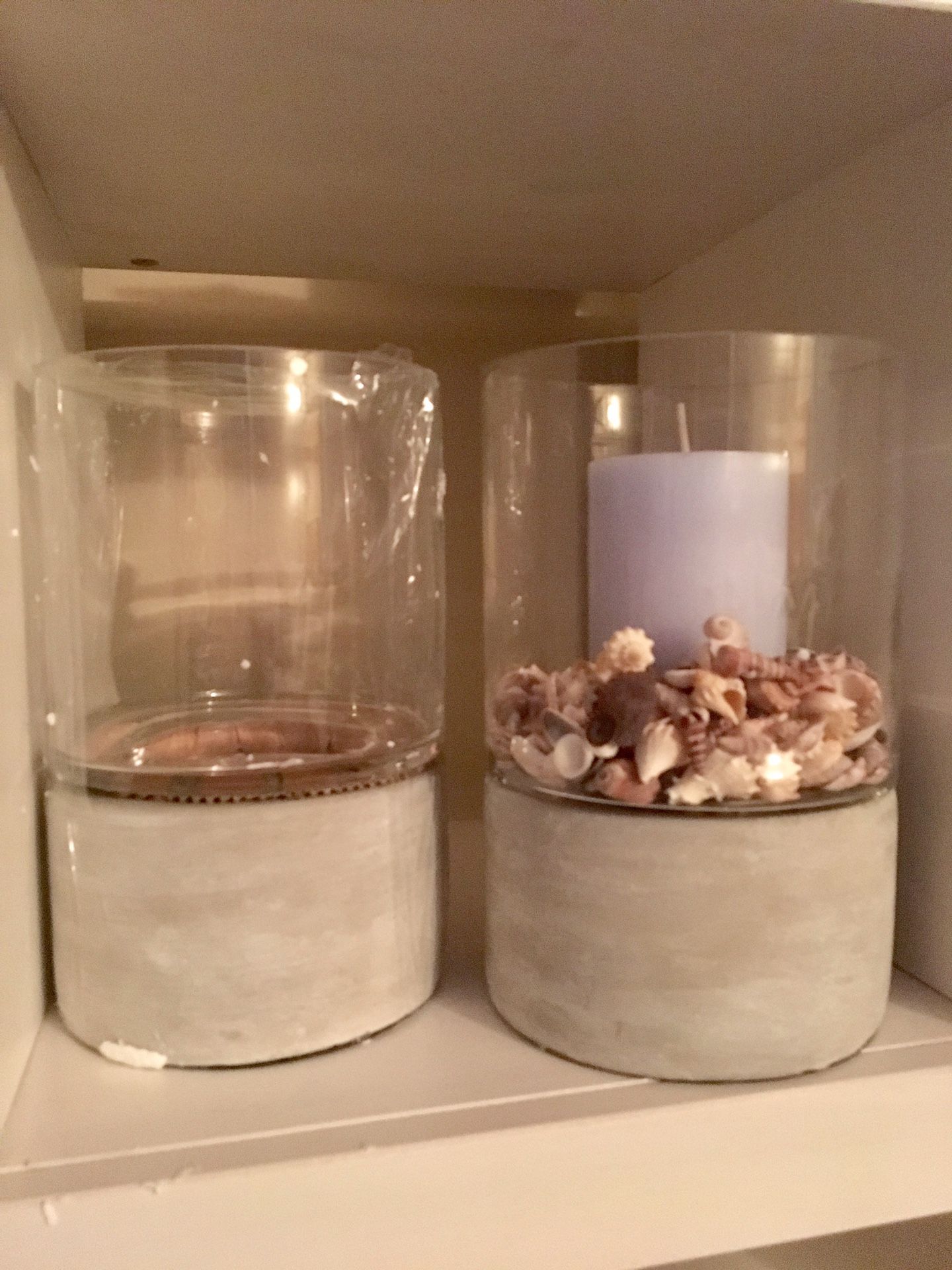 Threshold by Target Candle Holders. Cement base & glass hurricane cover.