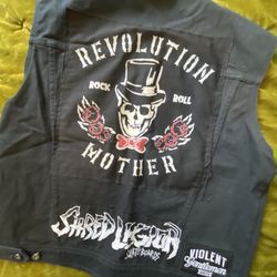 Revolution mother tour Denim jacket. Builtwell Biker vest