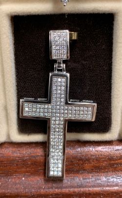 Iced Out Silver Cross Charm