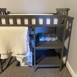Gray baby Changing Table And Storage 
