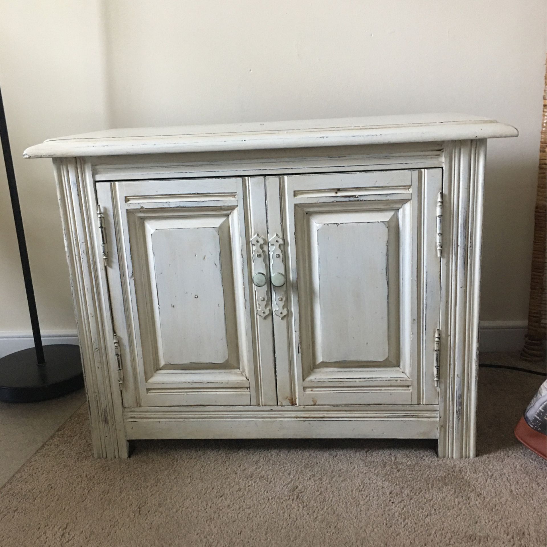 1970s vintage Thomasville nightstand or side table has been painted slightly distressed antiqued and sealed