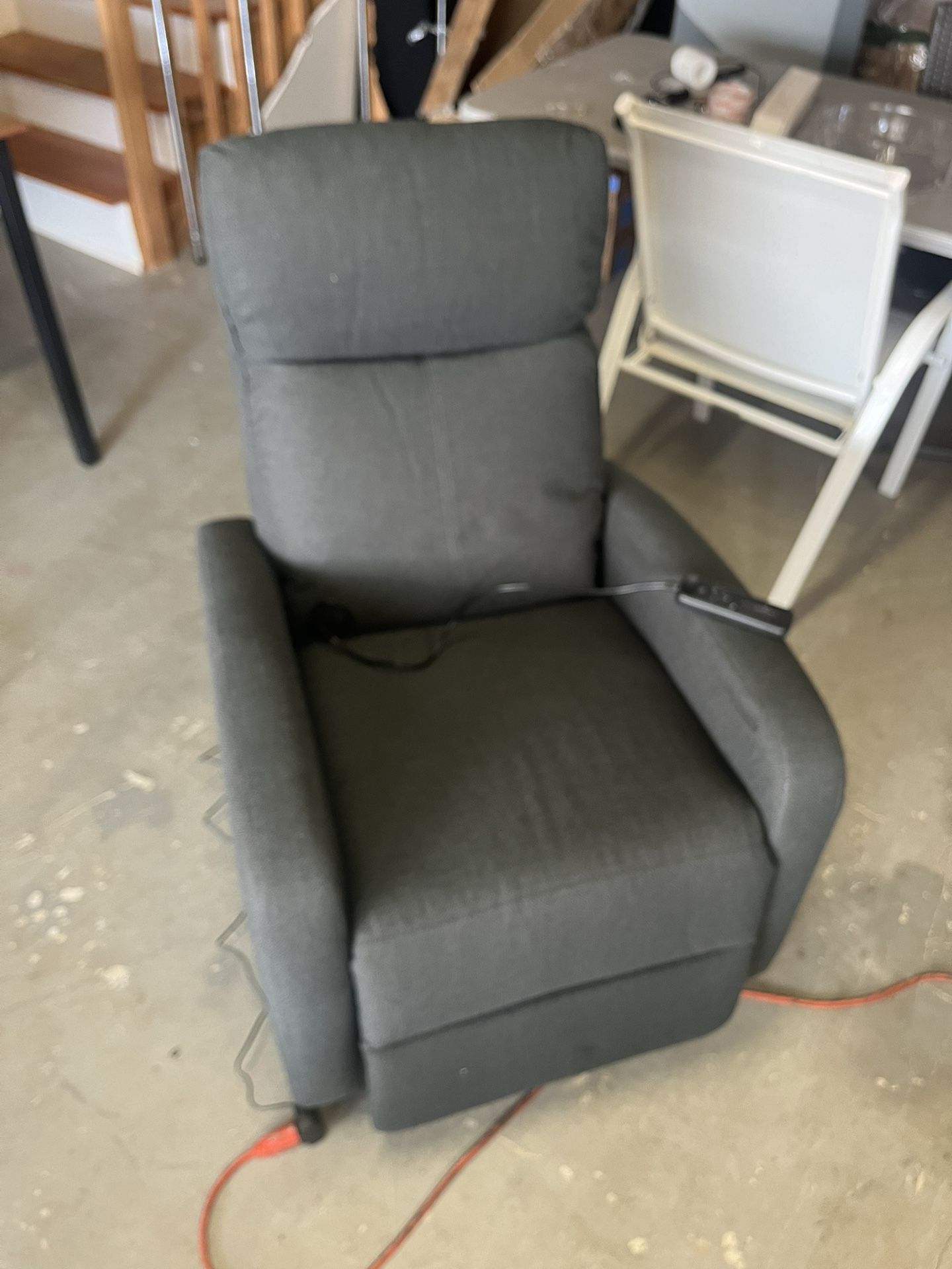 Gray Fabric Standard manual Recliner with lumbar massage remote