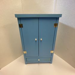 Vintage American Girl Doll Wardrobe Closet Solid Wood Furniture 18 x 11.5 Blue
