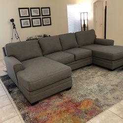 Grey Ashley Furniture Sectional Couch with Chaise 10.5ft x 5.5ft