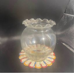 Clear Ruffled Edge Vase - 5”