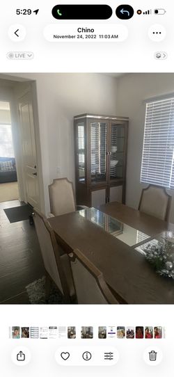estate sale wood table 8 chairs & hutch