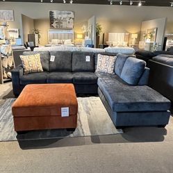 Blue 2pc Chaise Sectional Couch