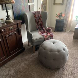Footstool/ottoman/over stuffed ottoman/gray footstool/large ottoman