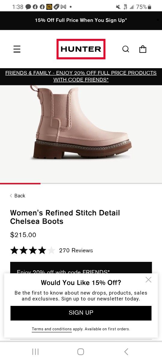 Hunter Chelsea Pink Boots