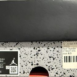 Air Jordan 4, Red Thunders, Size: 8.5