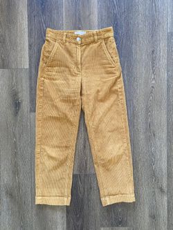 Everlane Crop Pants Size 0 The Corduroy Straight-Leg Mustard High Rise