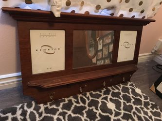 Entryway frame with hooks and mirror
