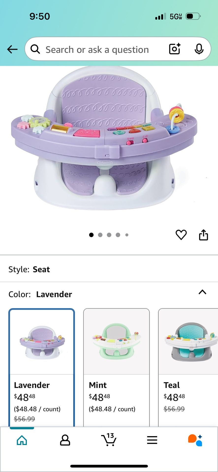 Infantino Baby Activity Seat W Music 