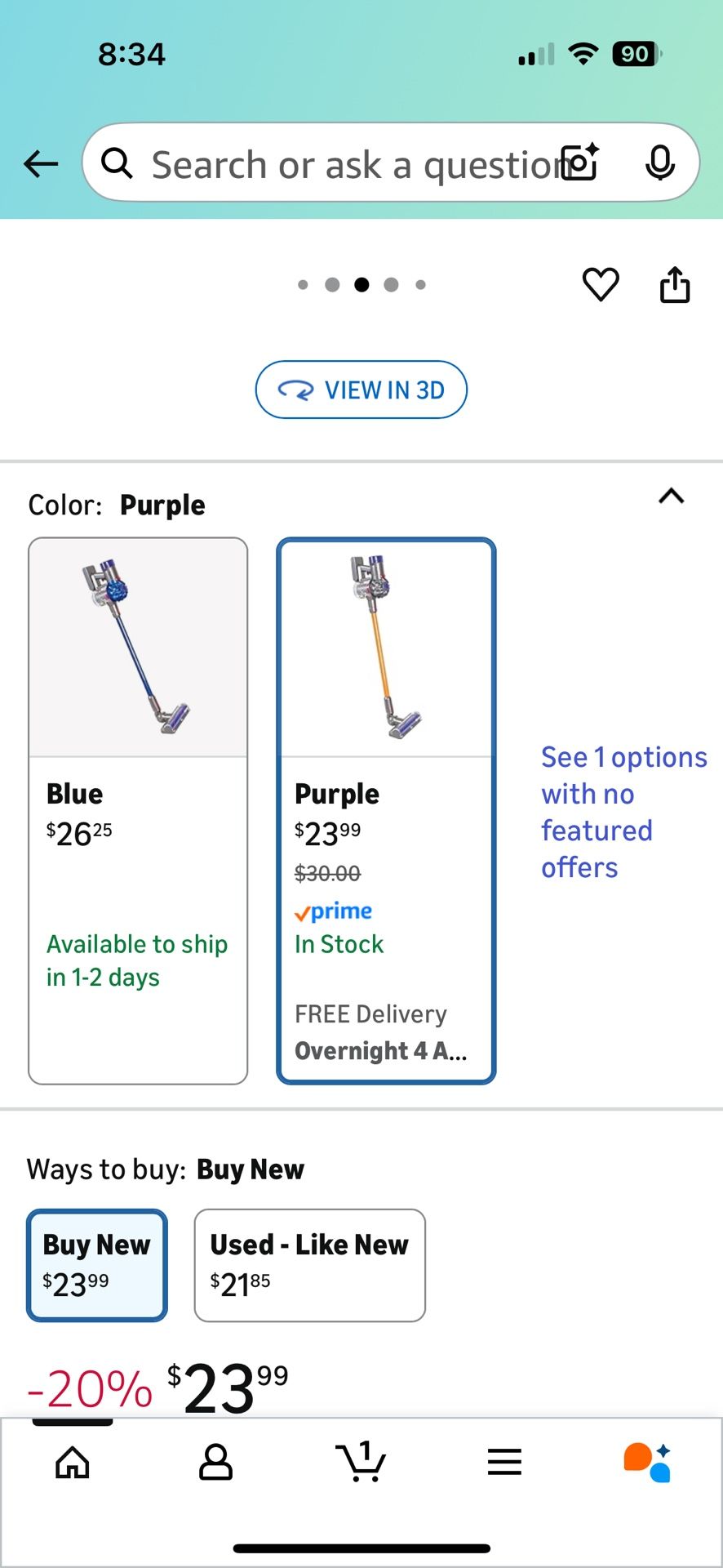 Casdon Dyson Cordless Vacuum Interactive & Officially Licensed Toy Dyson Vacuum For Children Aged 3+ Realistic Role-Play Fun, Purple and Orange