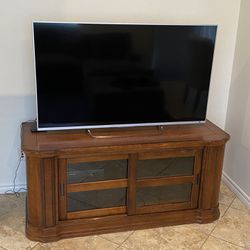 Nice TV Stand Modern Sliding Doors Entertainment Center for TVs Up to 55 inch, Wood TV Media Console Table Cabinet