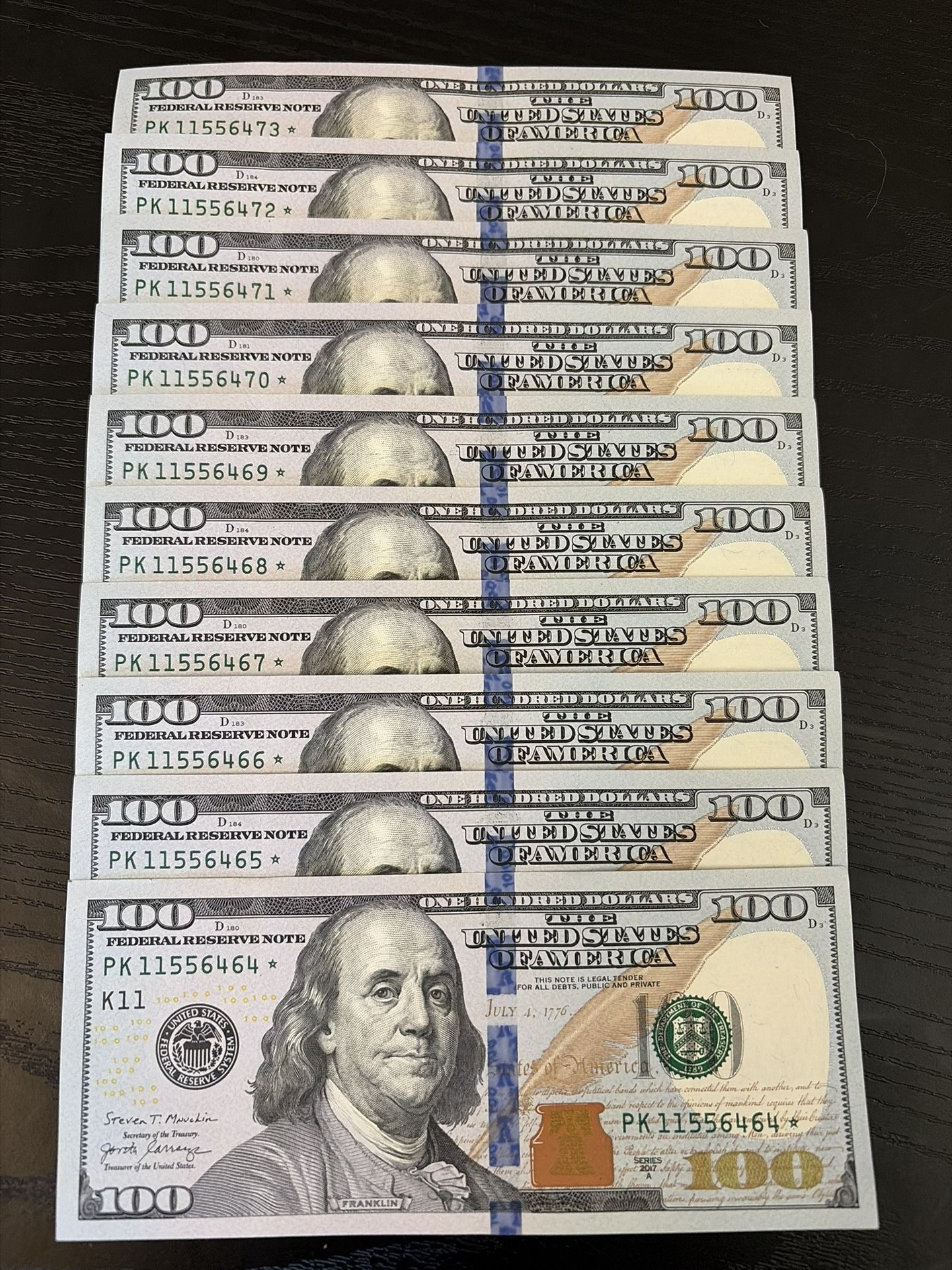 10 Star Note $100 Bills - All Sequential + All Star Notes! Very Rare US ...