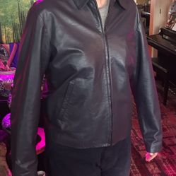 Benetton Sisley Leather Jacket  Grey Size Large 
