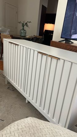 White Sideboard Cabinet with Gold Handles