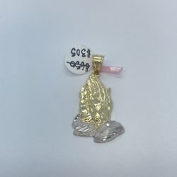Gold Pendant Praying Hands 14K