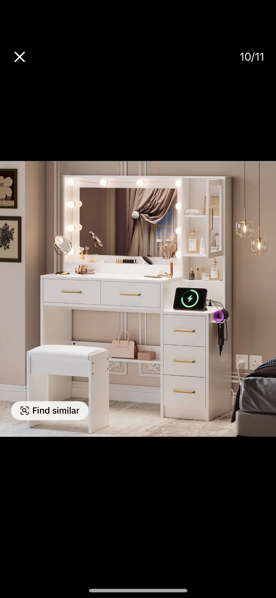 Makeup Vanity New, Assembled 35”