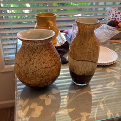 GLASS - SET OF VASES - HQT