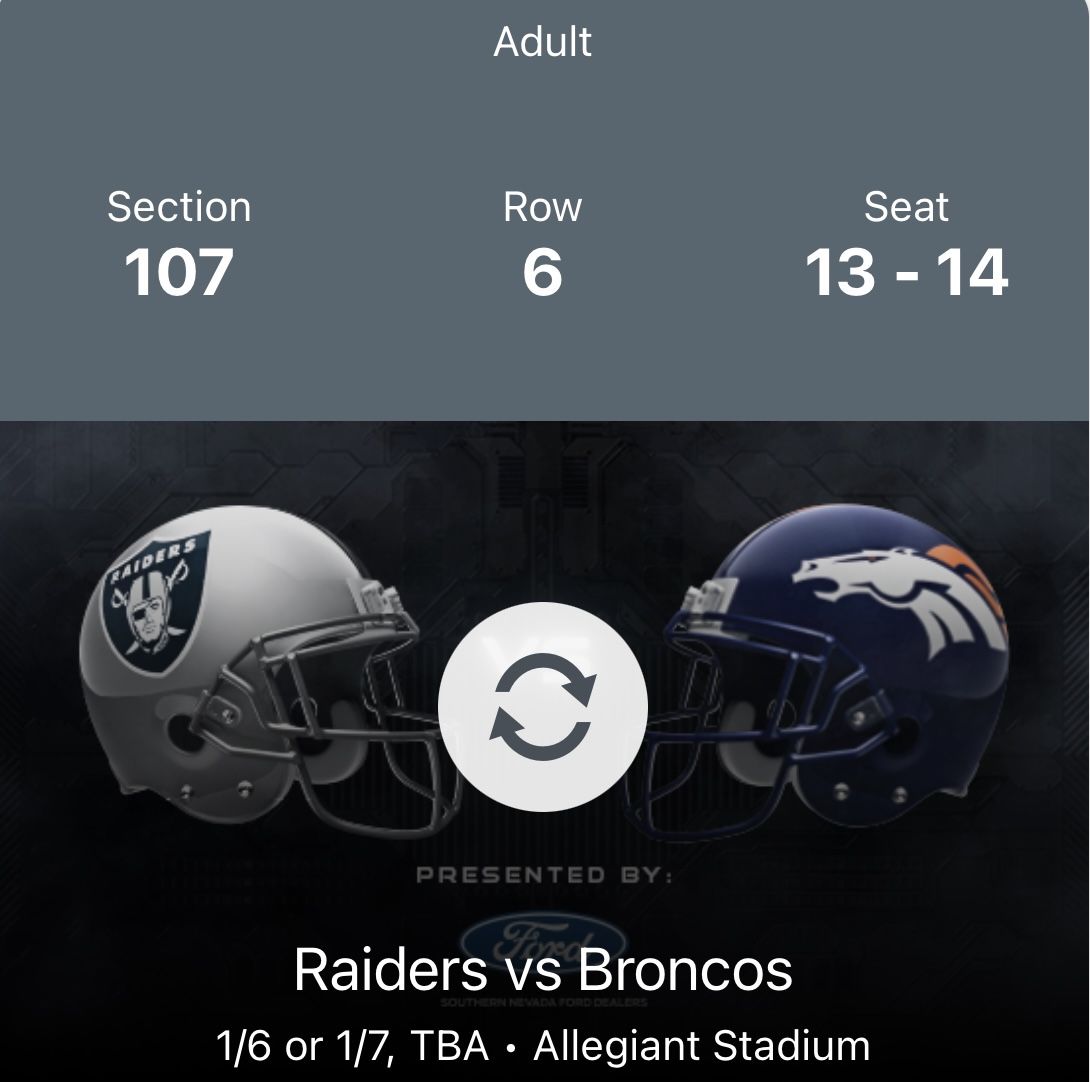 Raiders VS Broncos 1/7/24 for Sale in Las Vegas, NV OfferUp