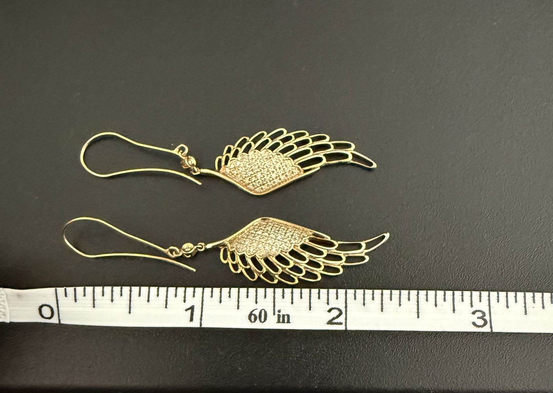 1/4 Carat Diamond 14k Yellow Gold “Angel Wings” Dangle Earrings