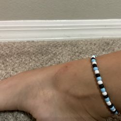 Black Blue And White Anklet But Can Also Be Worn As An Bracelet  Made By Bella’s Boutique 