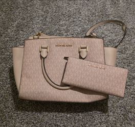 Michael Kors Powder Blush Signature Satchel + Matching Wallet Set