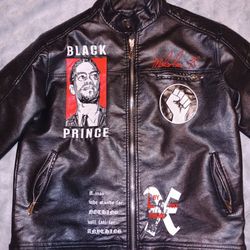 Malcolm X Black Leather Moto Jacket