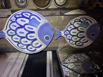 Porcelain antique gold fish plates