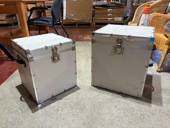 White Utility Trunk Set with Black Pulls (Set of 2)