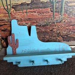 Southwestern Mesa Desert Scene Wall Hanging Kitchen Pot Hanger Leash Holder Jewelry Organizer Storage Key Rack Shelf Spice Rack 