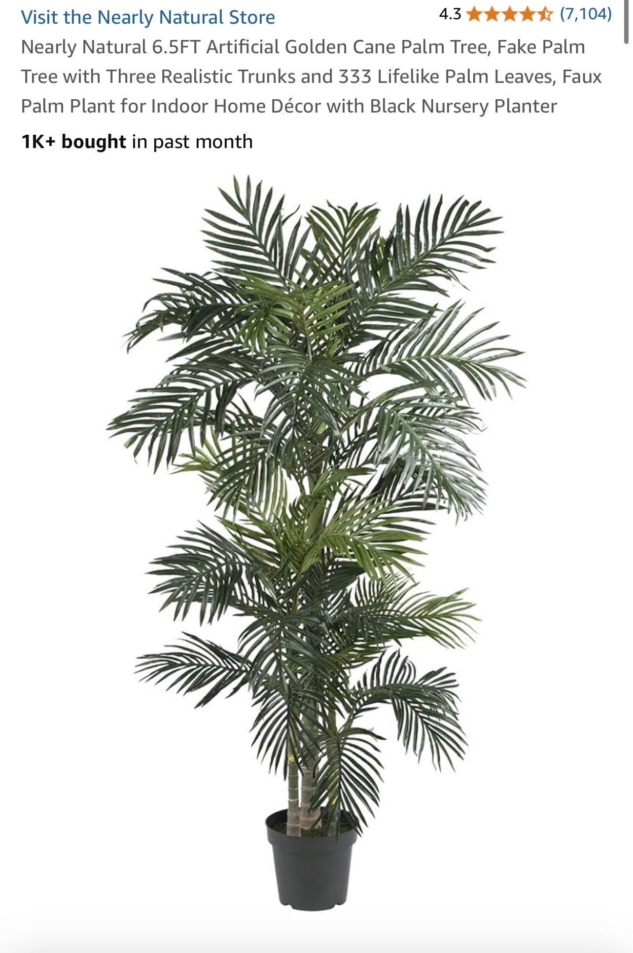6.5ft Artificial Golden Cane Palm Tree (selling 2 of them)