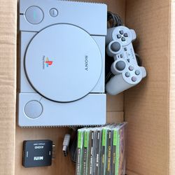 Playstation One With Games, Hdmi Adapter And Controller