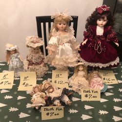 (8) Porcelain Dolls All Perfect Available READ DESCRIPTION
